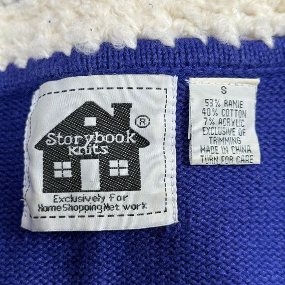 VTG Storybook Knits Snowman Wonderland Christmas Sweater Women's Small Cardigan - Picture 14 of 15